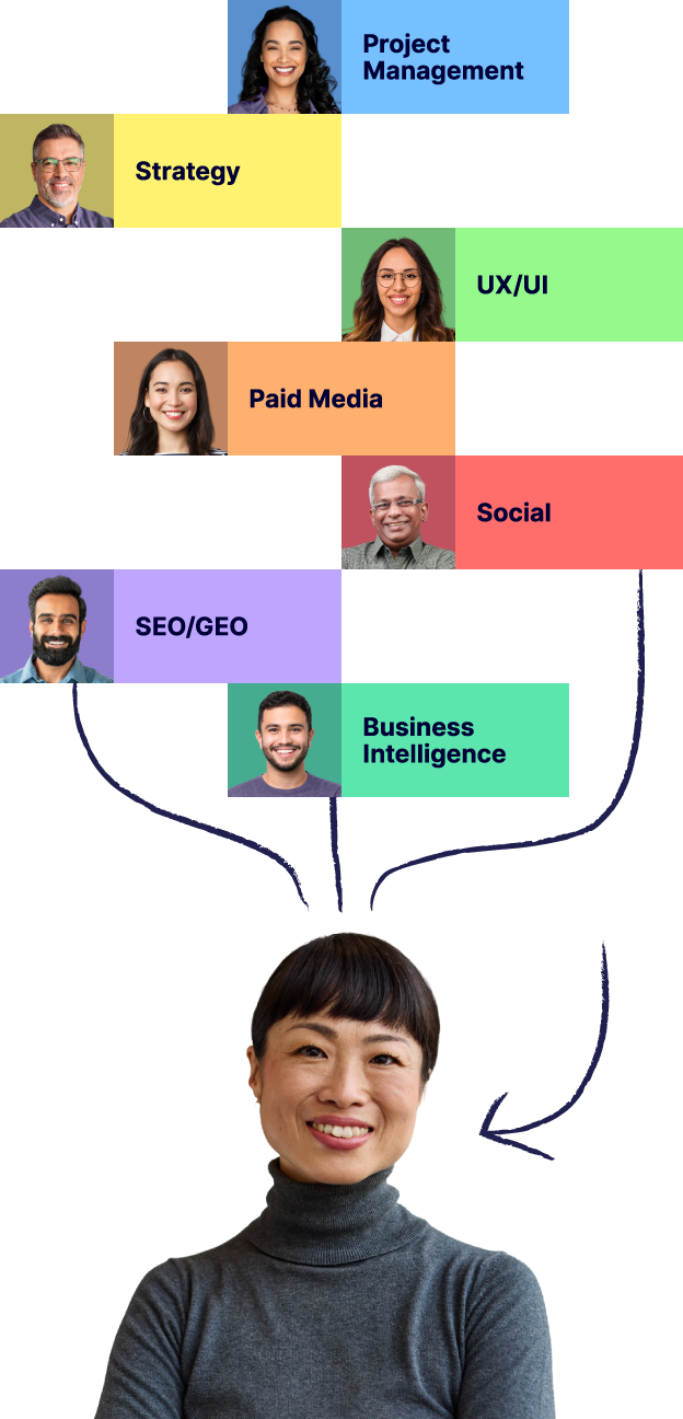 woman smiling with arrows around vertical 1